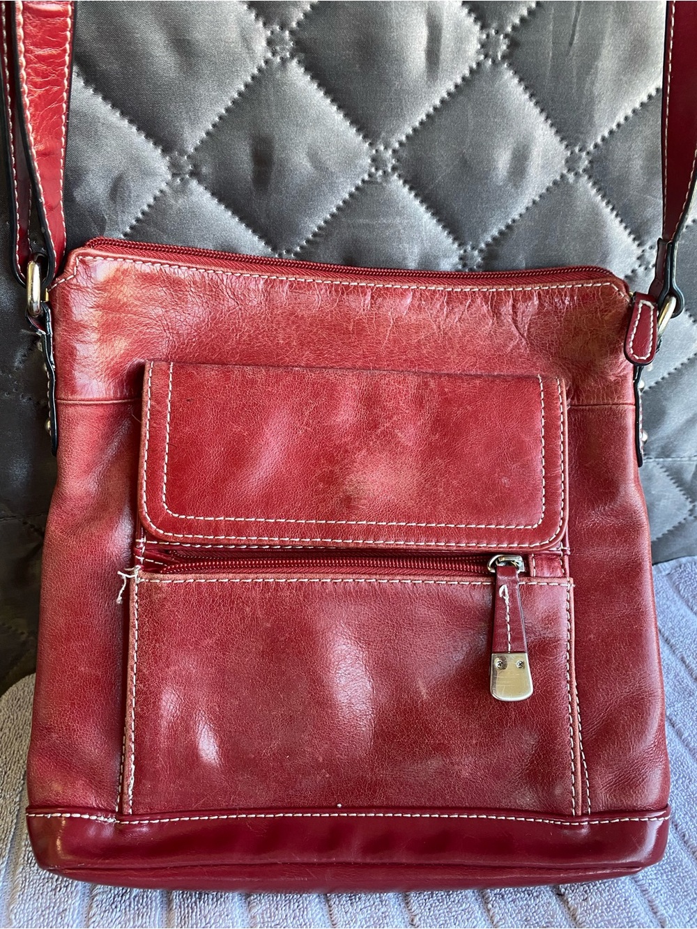 Giani Bernini Venice Red Leather Crossbody Organizer Bag
